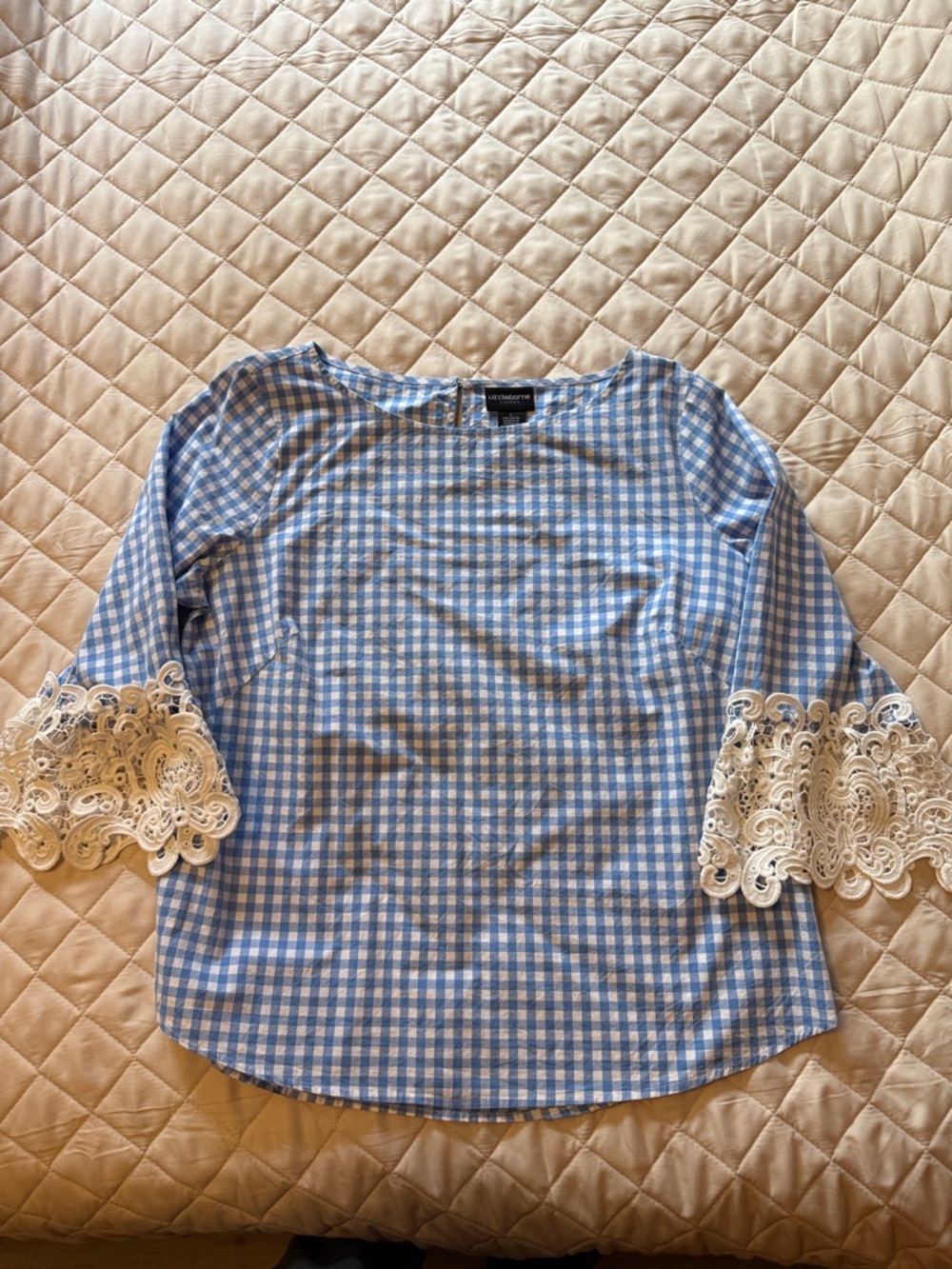 Liz Claiborne Blue and White Gingham Top